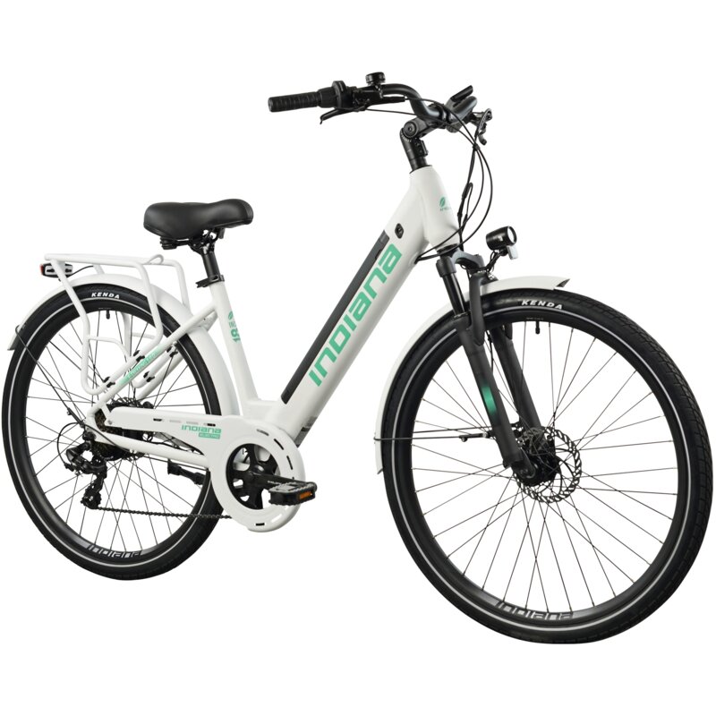 Rower elektryczny INDIANA E-Trekking 3.0 D18 28 cali damski Biały