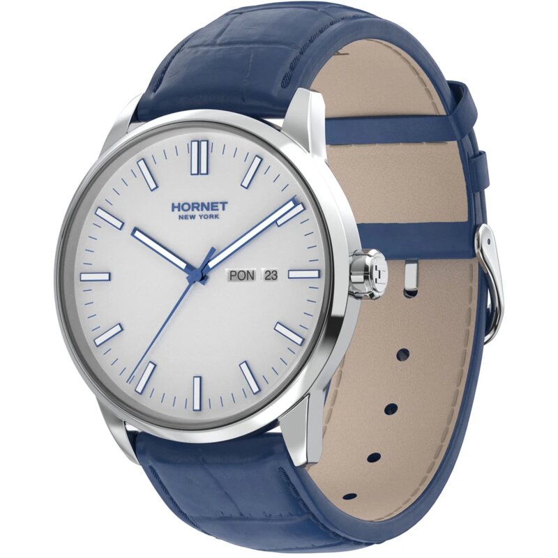 Zegarek HORNET Modern NFC 43mm Srebrno-niebieski