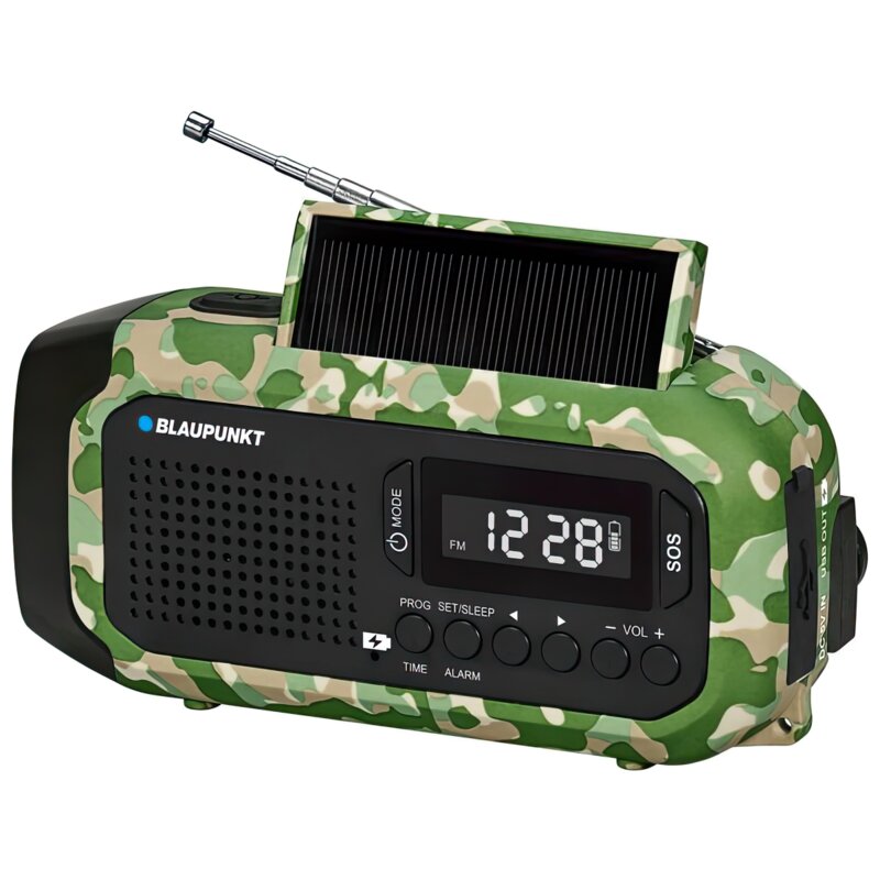 Blaupunkt ER20GC SURVIVAL Na korbkę, Solarne, Latarka, Powerbank, Radio FM Zielony