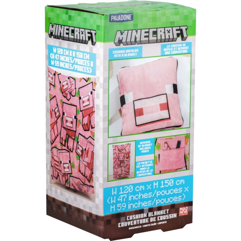 Paladone Minecraft Pig Cushion Blanket