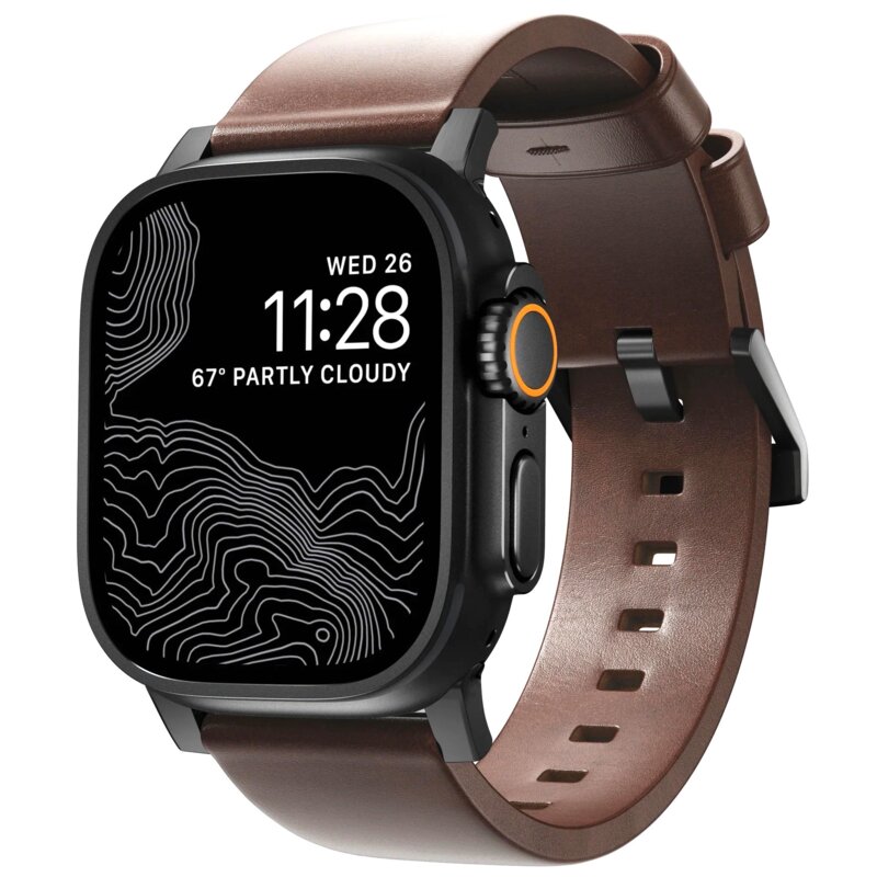 Pasek NOMAD Modern Band do Apple Watch do koperty 42/44/45/46/49mm Brązowo-czarny