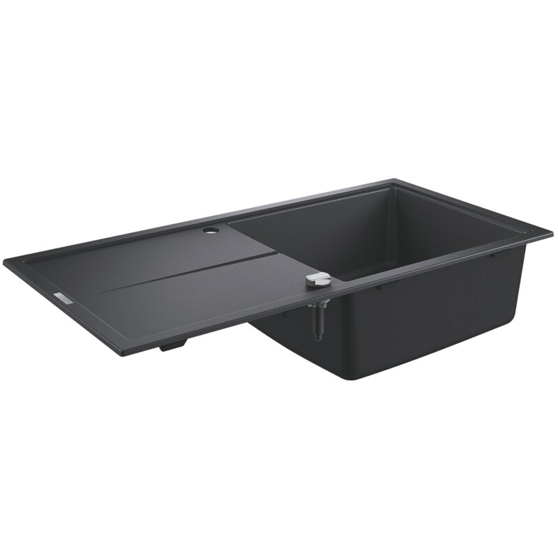 Zlewozmywak jednokomorowy z ociekaczem GROHE K400 31641AP0 Czarny granit 50x100