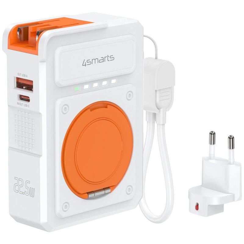 4smarts Ładowarka 6w1 Powerbank 10000mAh 22,5W Qi indukcyjne USB-C + USB-A + kabel USB-C Biała
