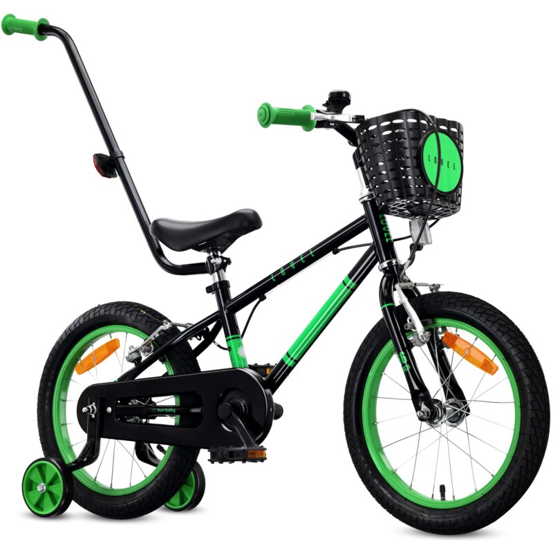 Rower dziecięcy SUN BABY Lovel 16 cali Czarno-zielony Wzrost: 100-120 cm Wiek: 4-6 lat