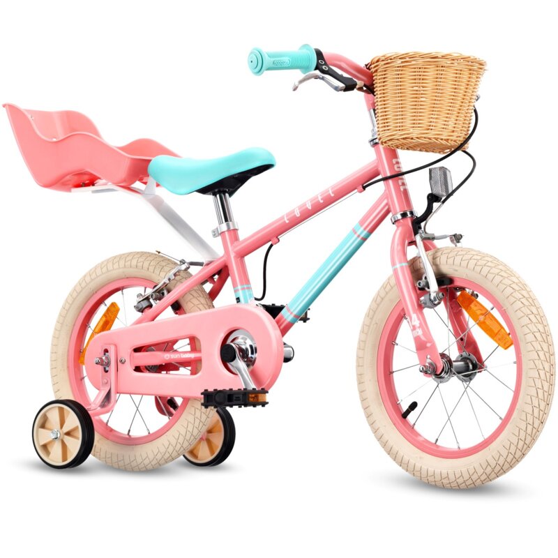 Rower dziecięcy SUN BABY Lovel 14 cali dla dziewczynki Różowo-miętowy