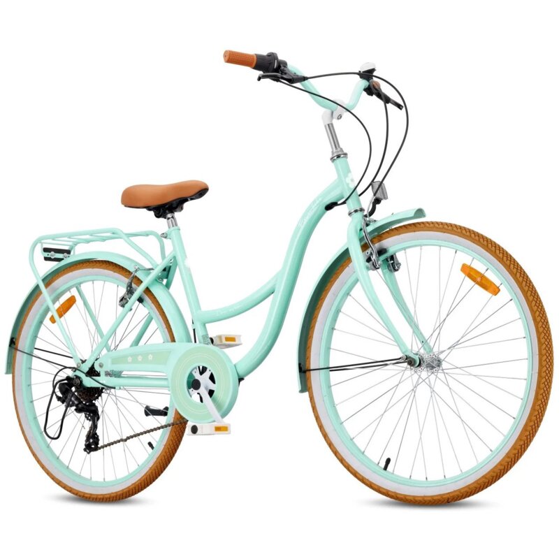 Rower młodzieżowy SUN BABY Flower Retro Bike 26 cali dla dziewczynki Miętowy