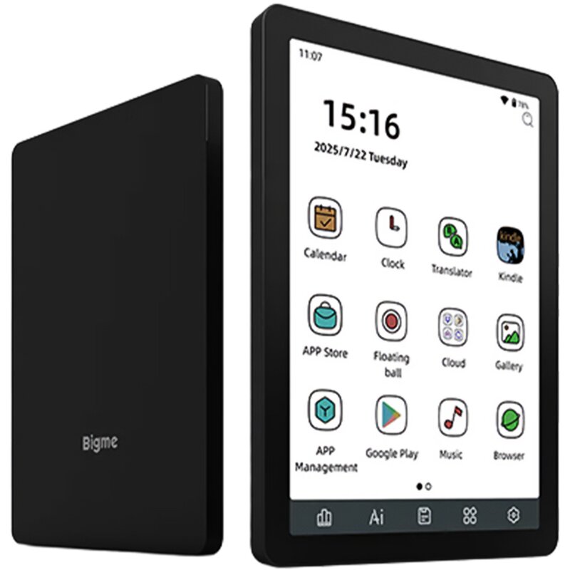 Czytnik e-booków BIGME B6 6", Podświetlany ekran, Wi-Fi Czarny