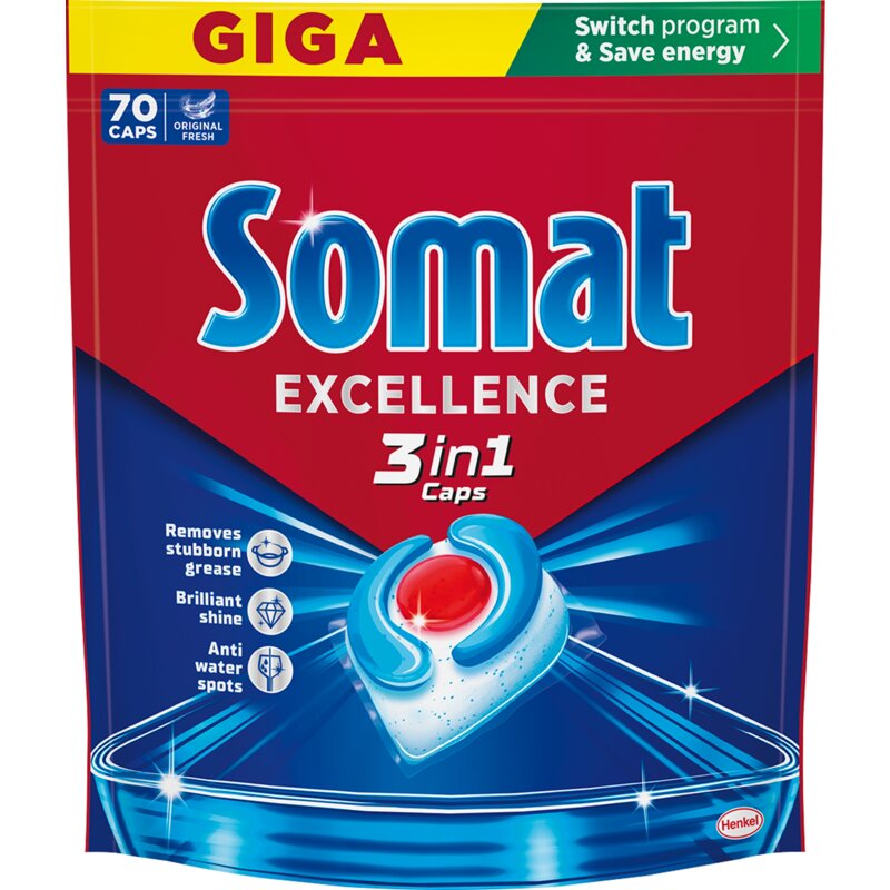 Kapsułki do zmywarki SOMAT Excellence Caps 3w1 - 70 szt.
