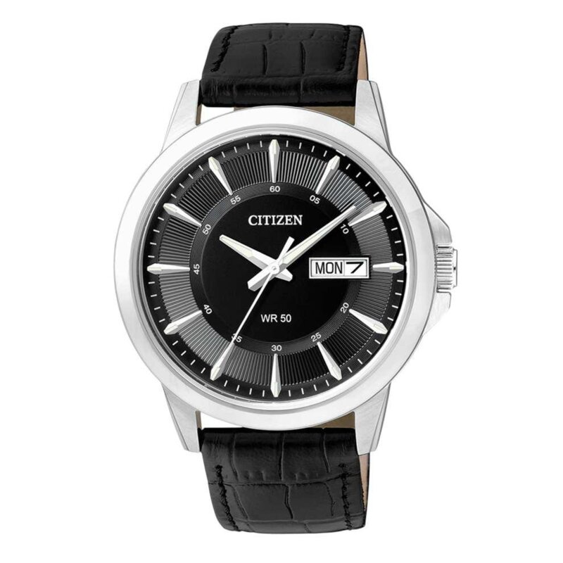 Zegarek CITIZEN Quartz Leather BF2011-01EC Czarno-srebrny