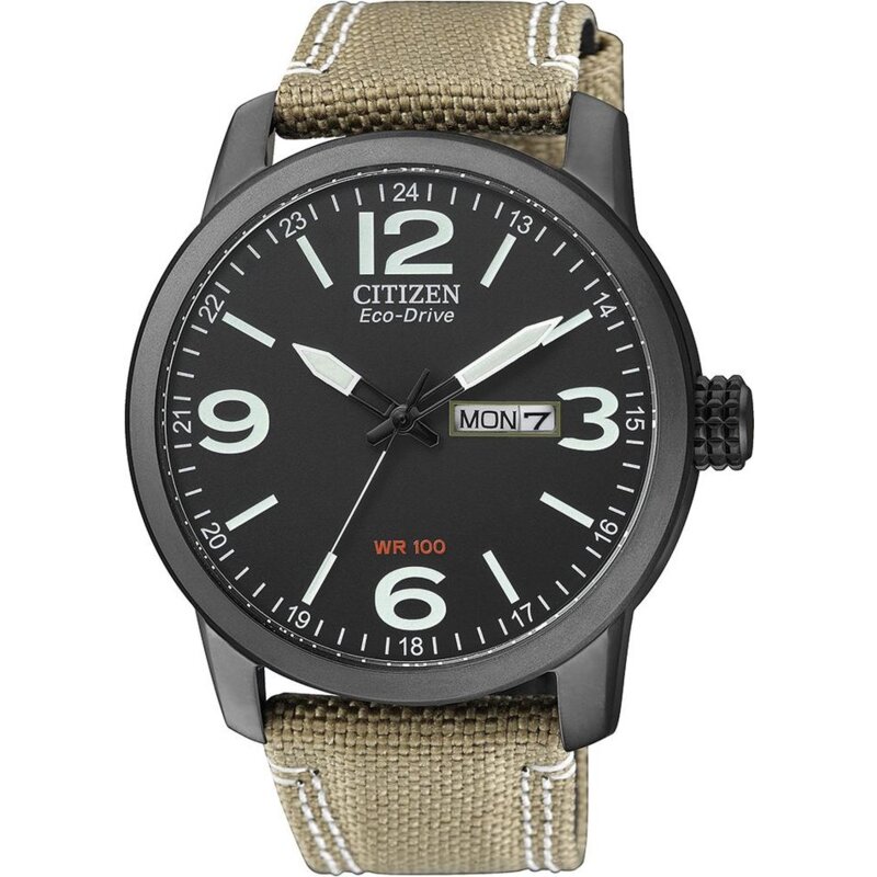 Zegarek CITIZEN Eco-Drive Military BM8476-23EC Czarno-beżowy