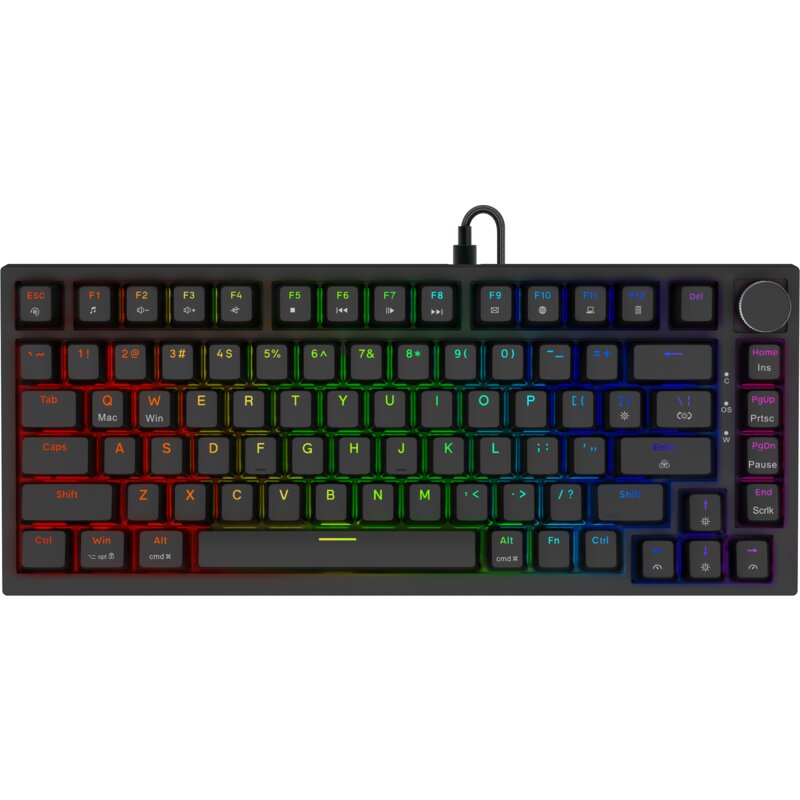 Klawiatura SAVIO Astral Black Outemu White Jade Magnetic RGB Czarny