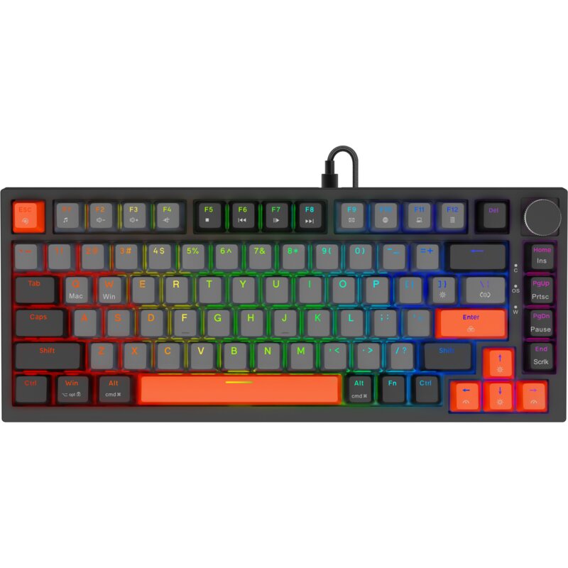 Klawiatura SAVIO Astral Black Outemu White Jade Magnetic Czarno-szaro-pomarańczowy