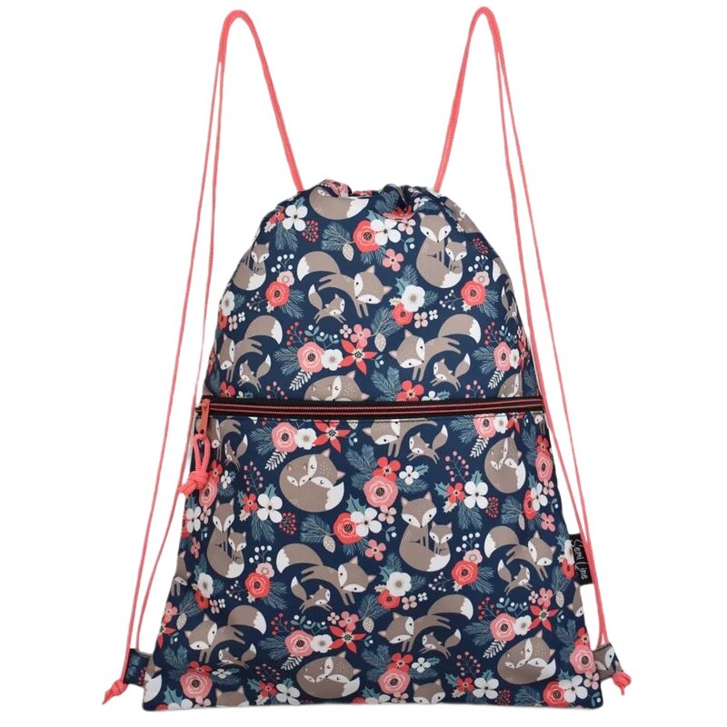 Worek SEMI LINE J4682 Kwiatki Zwierzątka Niebiesko-czerwony