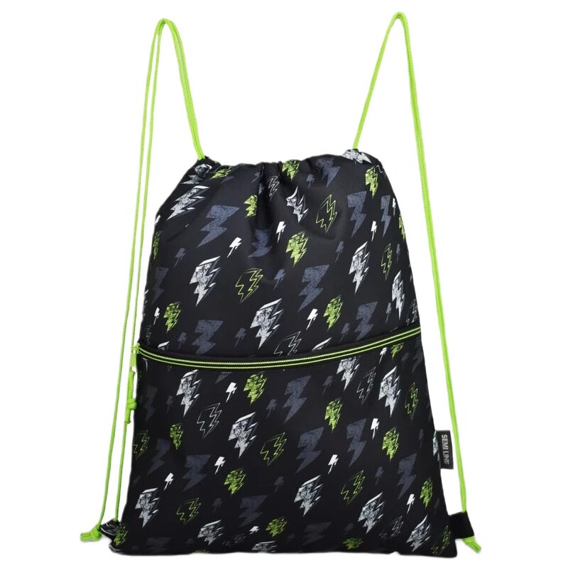 Worek SEMI LINE J4682 Błyskawice Czarno-zielony