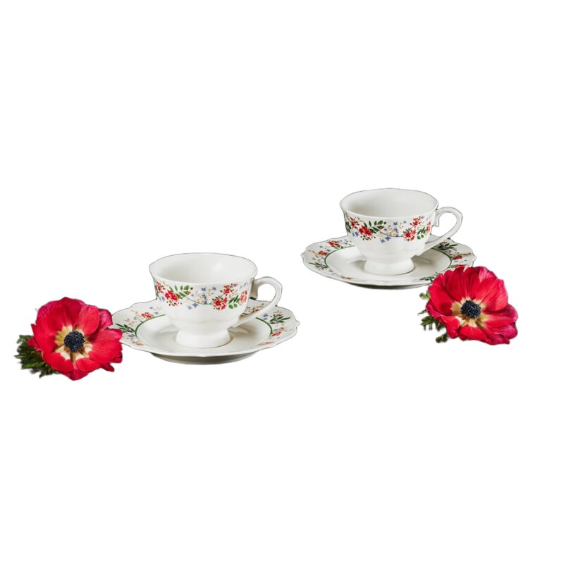 Serwis kawowy porcelanowy AMBITION Rosalia 6 osób (12 elementów)