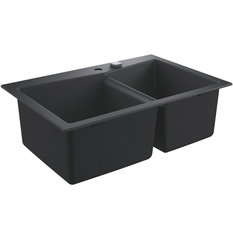 Zlewozmywak dwukomorowy GROHE K700 90-C 83.8/55.9 2.0 31657AP0 Czarny granit 56x83.8