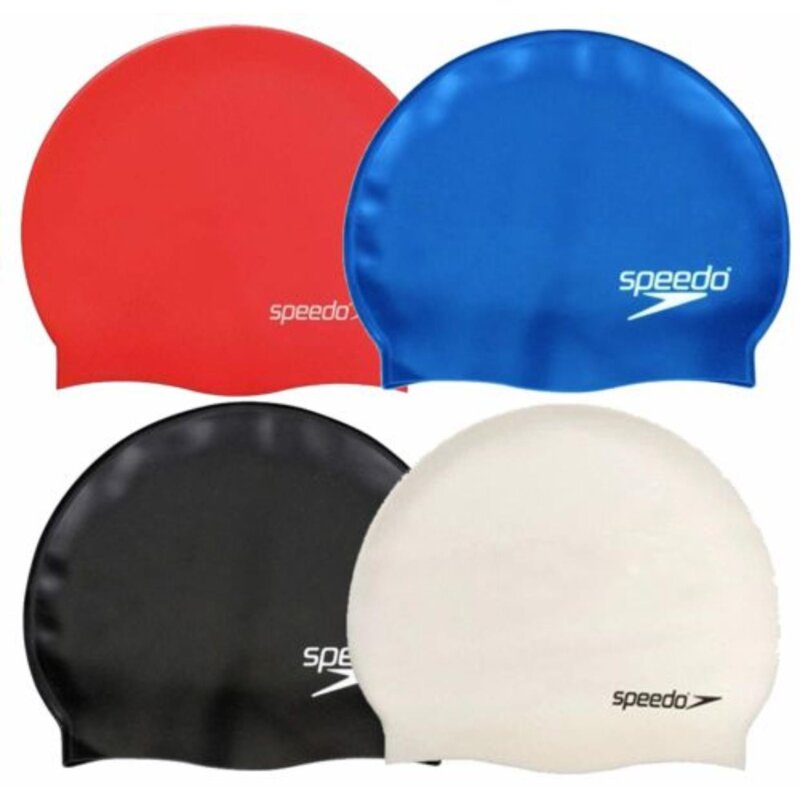 SPEEDO CZEPEK JUNIOR SILIKONOWY PLAIN FLAT SILICONE CAP BLACK ASSORTED 68-709931959