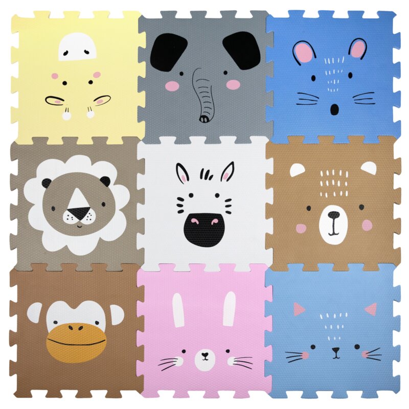 Mata piankowa HUMBI Puzzle Zwierzęta 40 x 40 x 1 cm (9 elementów)