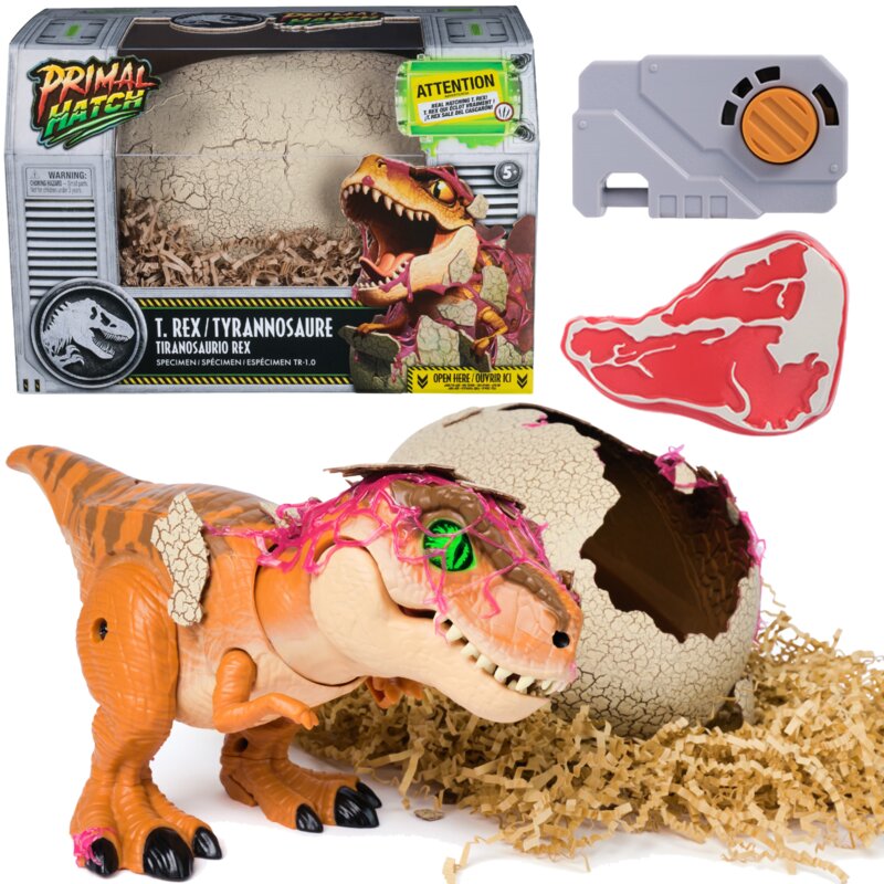 Zabawka interaktywna SPIN MASTER Jurassic World Primal Hatch Dino T-rex wylęgający się z jajka 6072462