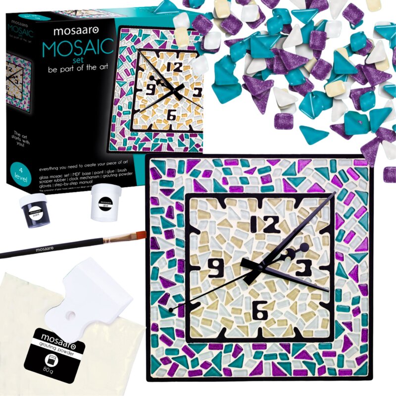 Zestaw kreatywny mozaika Kwadratowy zegar poziom 4 dla dzieci MA4002