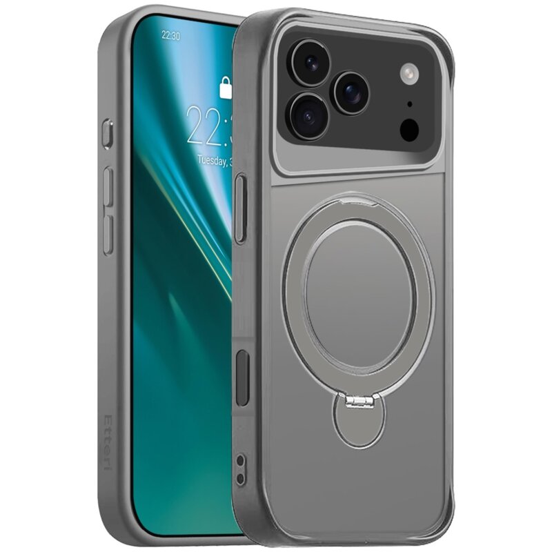 Etui ETTERI Matt Mag Ring do Apple iPhone 17 Pro/18 Pro Szary