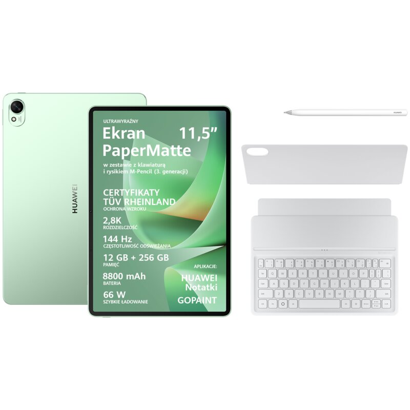 Tablet HUAWEI Matepad 11.5 S 2026 12/256 GB Wi-Fi Zielony + Klawiatura + Rysik