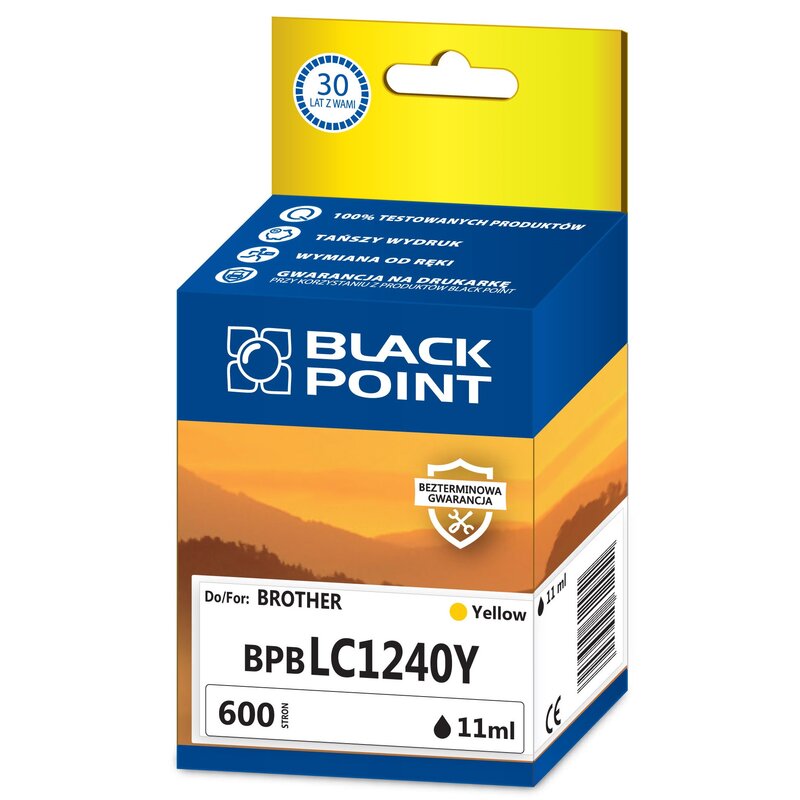 Tusz BLACK POINT do Brother LC-1240Y Żółty 11 ml BPBLC1240Y