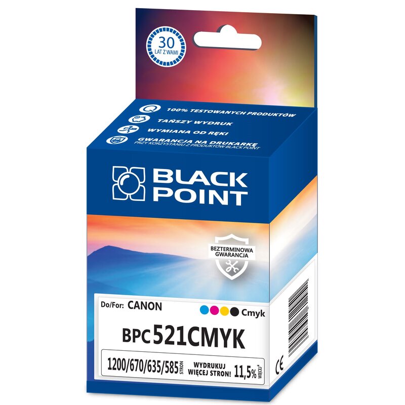 Tusz BLACK POINT BPC521CMYK Zamiennik Canon CLI-521