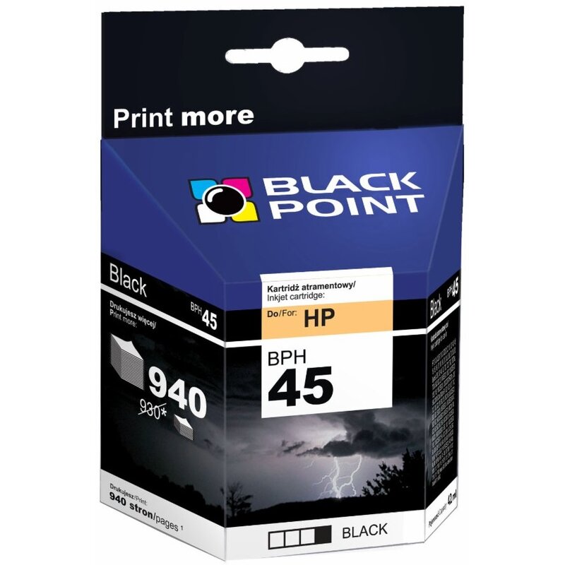Tusz BLACK POINT do HP 45 51645A Czarny 42 ml BPH45