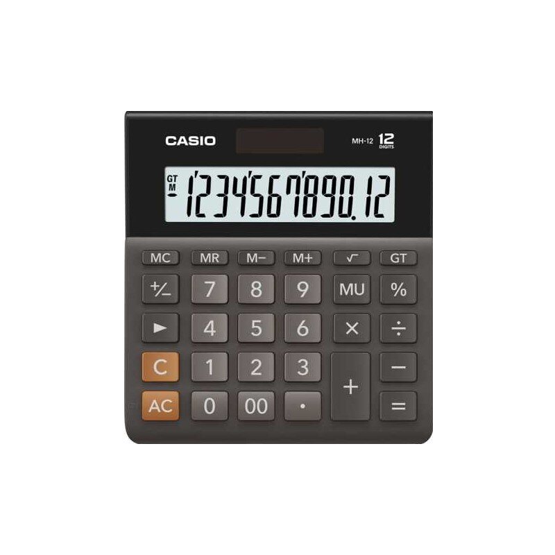 Kalkulator CASIO MH-12BK-S Zasilanie bateryjno-słoneczne, 1 pamięć