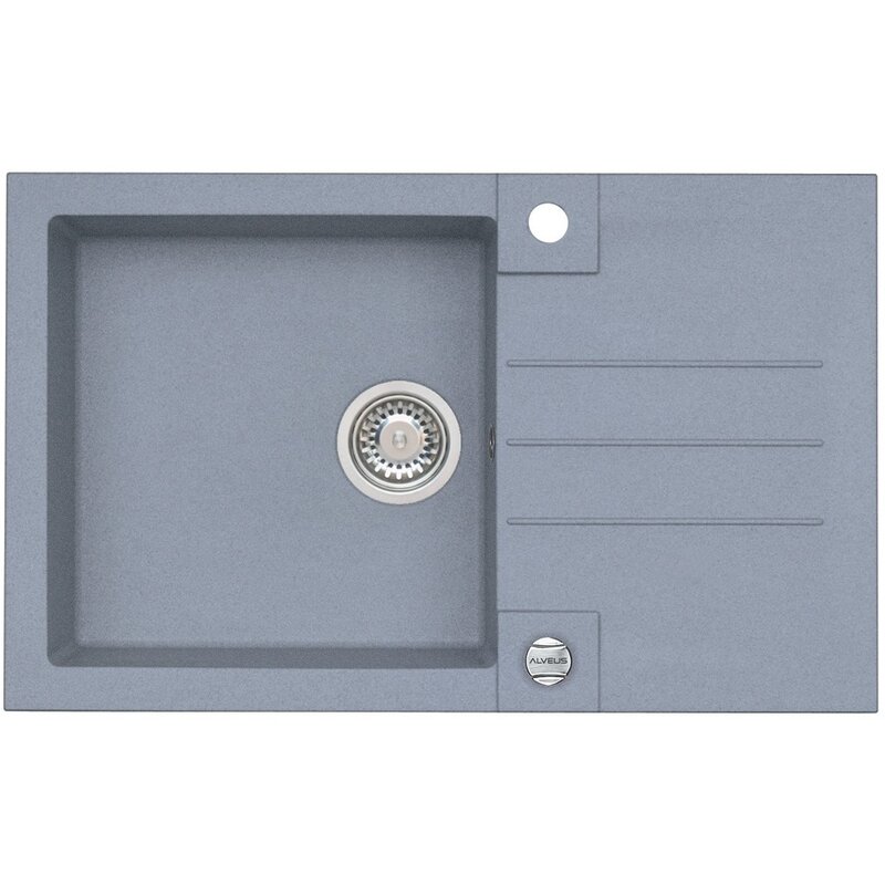 Zlewozmywak jednokomorowy z ociekaczem ALVEUS Rock 130 4203004 Steel 48x78