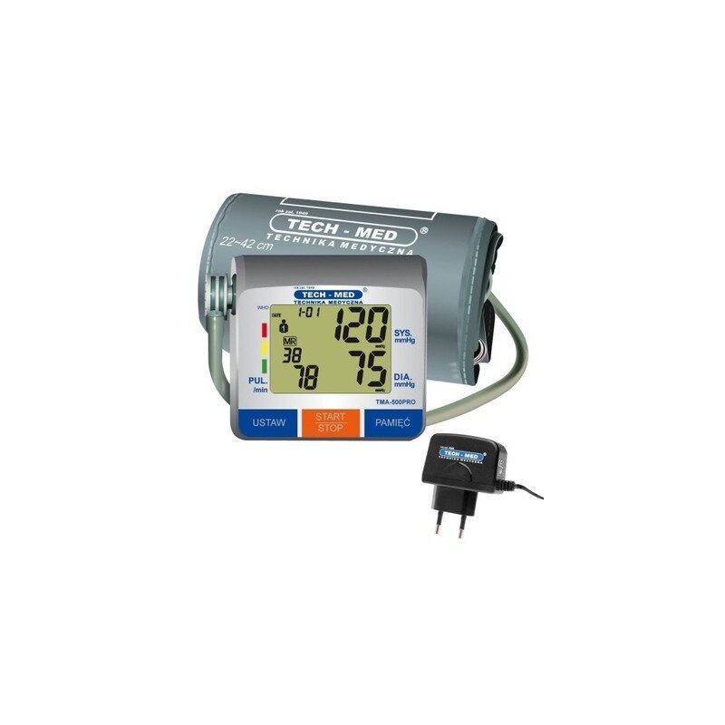 Ciśnieniomierz TECH-MED TMA-500 PRO z zasilaczem Szary