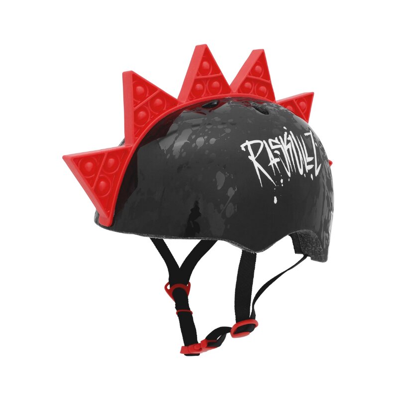 Kask rowerowy RASKULLZ Pop Splat Czarno-czerwony dla Dzieci (rozmiar S)