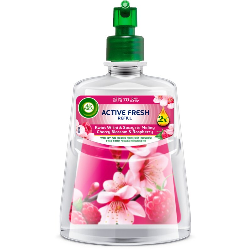 Wkład do odświeżacza powietrza AIR WICK Active Fresh Kwiat wiśni i soczyste maliny 228 ml