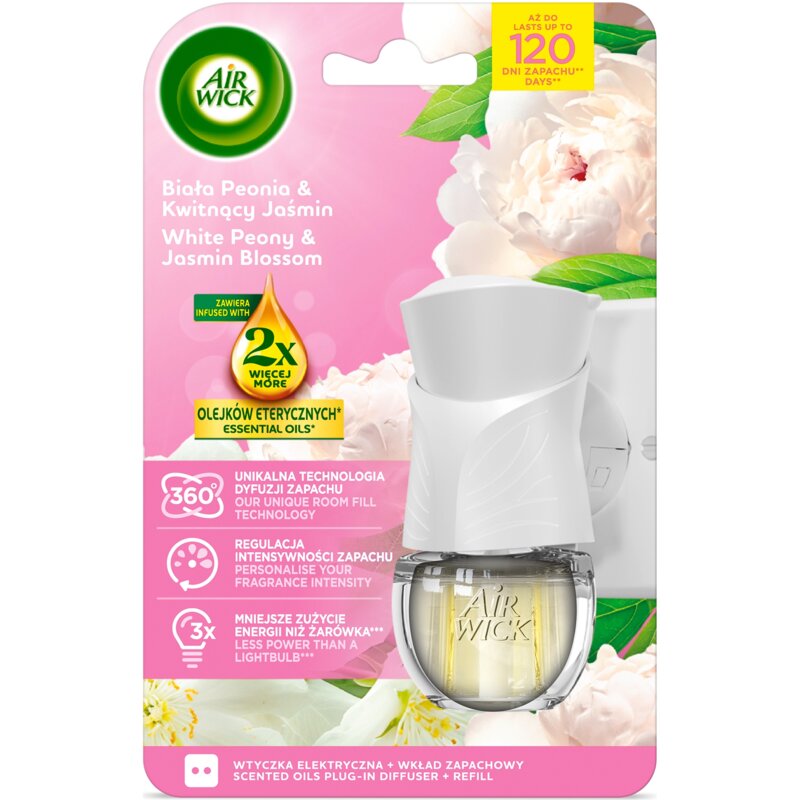 Odświeżacz powietrza AIR WICK Essential Oils Biała peonia i kwitnący jaśmin 19 ml