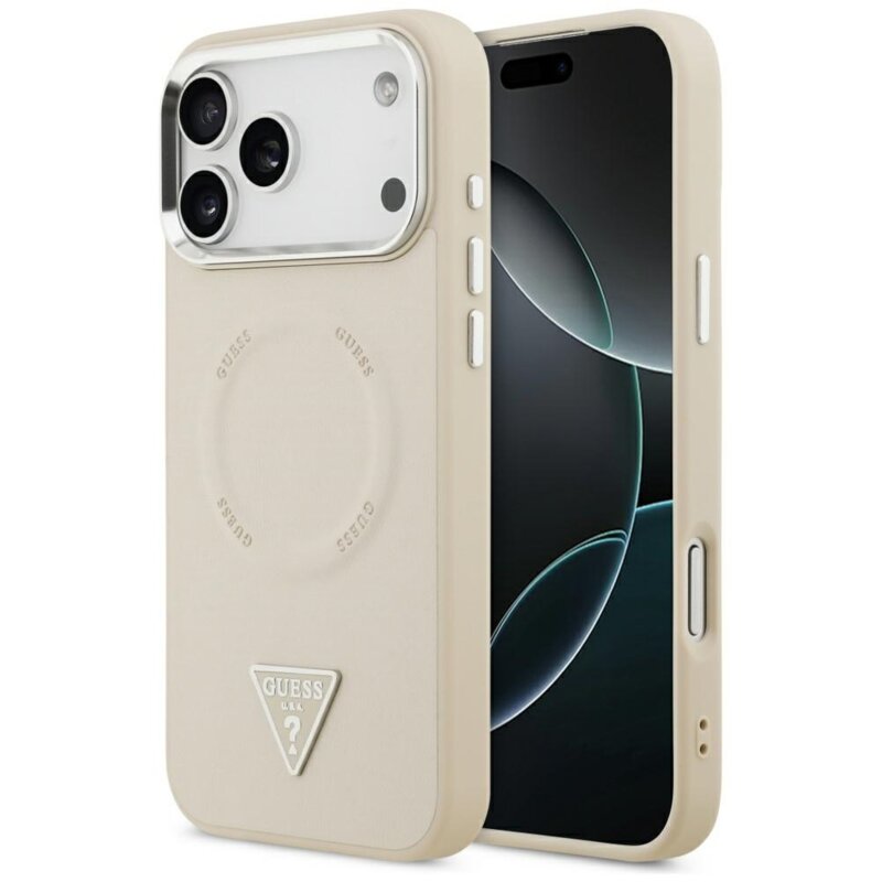 Etui GUESS Triangle Logo MagSafe do Apple iPhone 17 Pro Beżowy