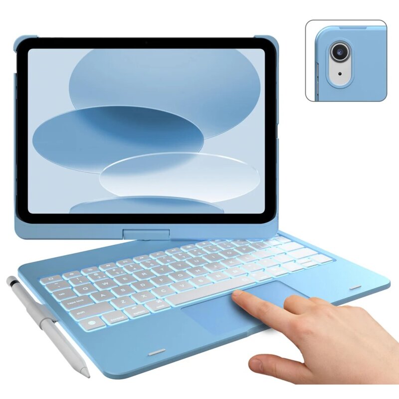 Typecase Flexbook Touch z klawiaturą do iPad 11" (A16) 2025 / iPad 10.9" 2022 Jasno niebieski