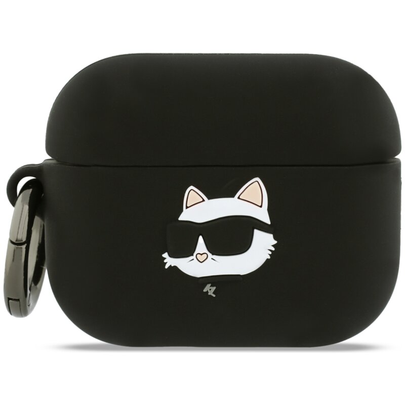 Etui na słuchawki KARL LAGERFELD Silicone Choupette Head 3D do Apple AirPods Pro 3 Czarny