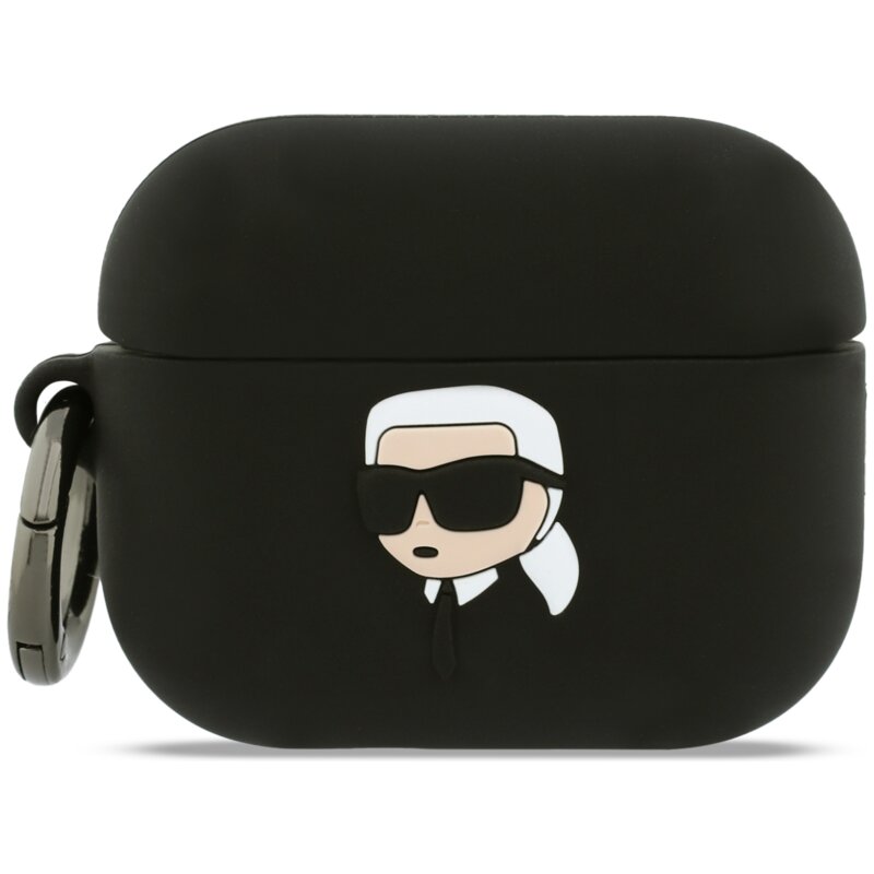 Etui na słuchawki KARL LAGERFELD Silicone Karl Head 3D do Apple AirPods Pro 3 Czarny