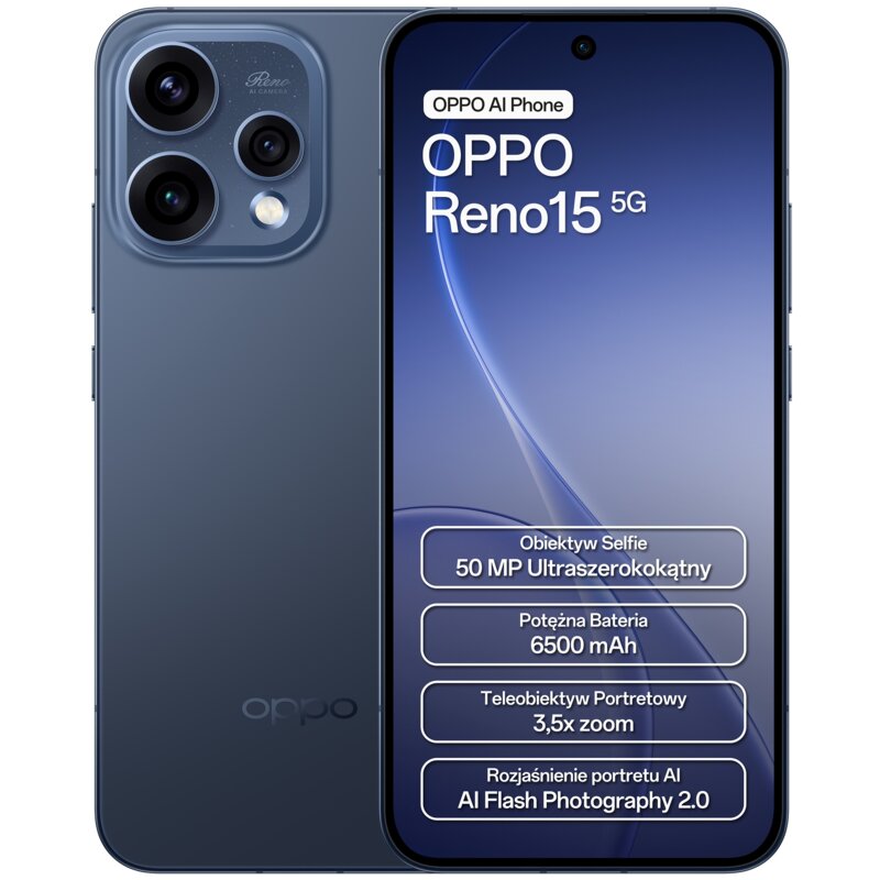 Smartfon OPPO Reno 15 5G 8/512GB 6.59" 120Hz Granatowy