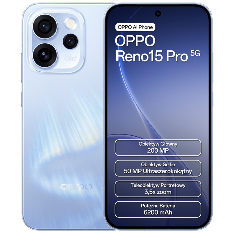 Smartfon OPPO Reno 15 Pro 5G 12/512GB 6.32" 120Hz Niebieski