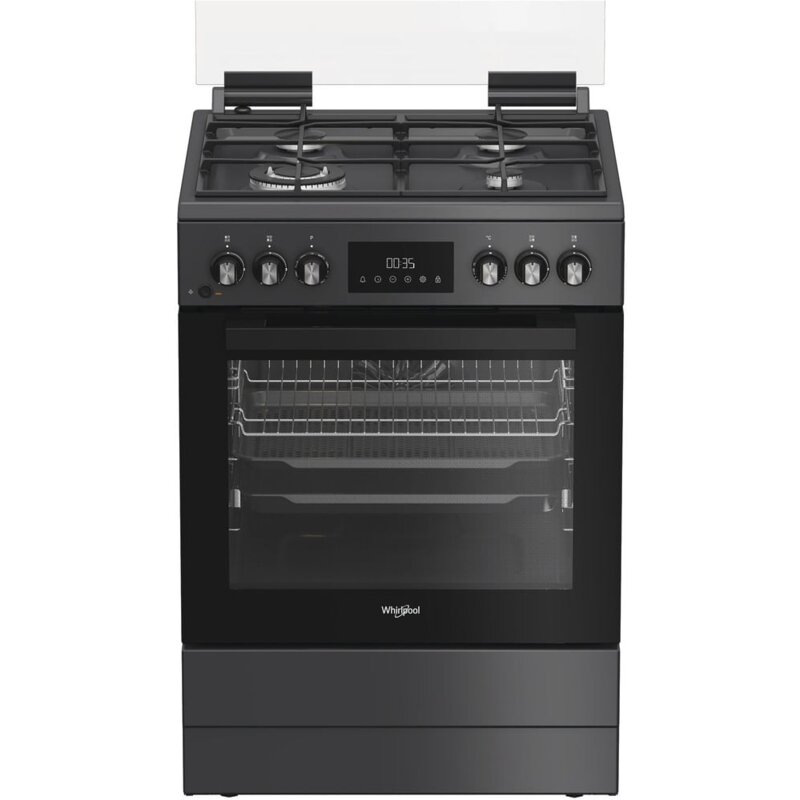 Kuchnia gazowo elektryczna Whirlpool W6G8LSSAWTA czarny 60cm AirFry 72l WOK
