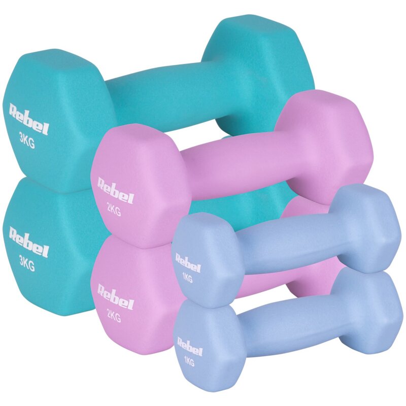Zestaw hantli REBEL ACTIVE RBA-2330-S3 (2 x 1 / 2 x 2 / 2 x 3 kg)