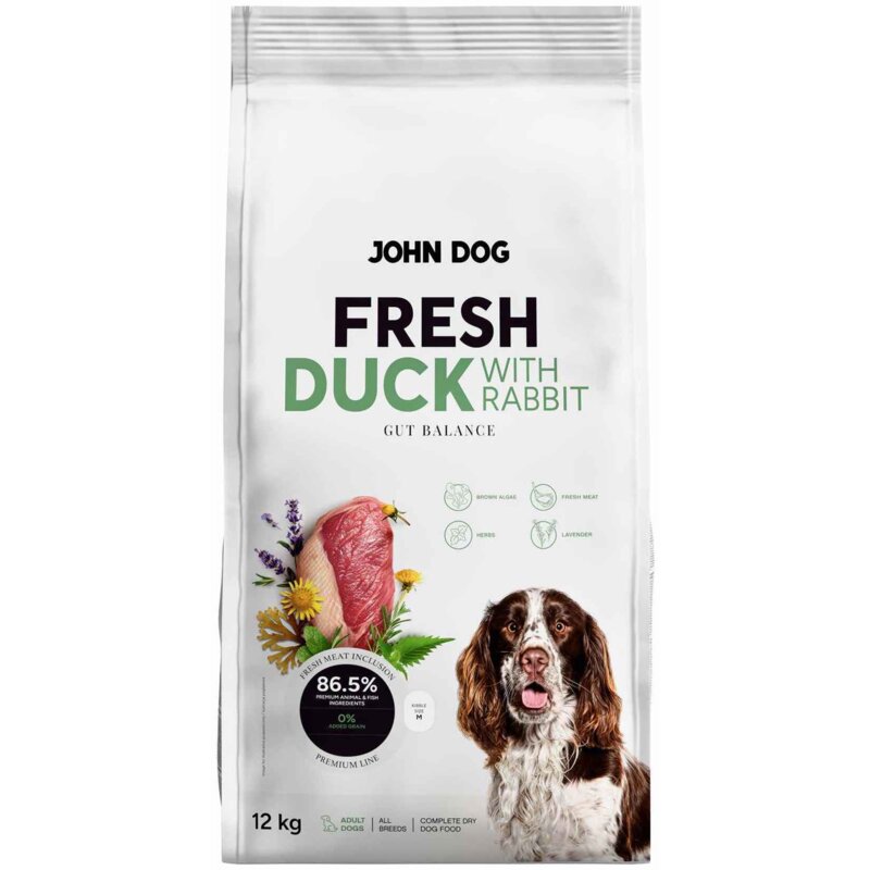 Karma dla psa JOHN DOG Fresh Kaczka z królikiem 12 kg