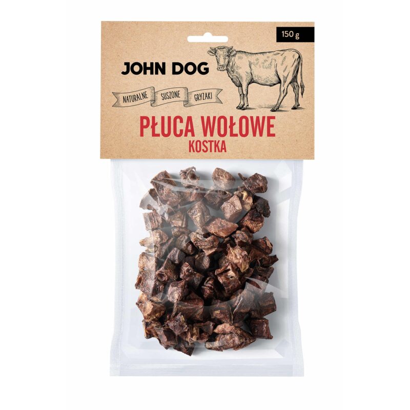 Przysmak dla psa JOHN DOG Płuca wołowe kostka 150 g