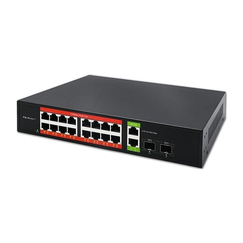 Switch QOLTEC 52292 Gigabit Ethernet, 20 portów, Funkcja PoE