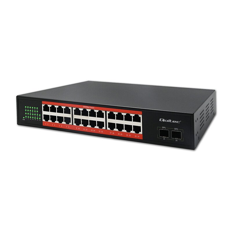 Switch QOLTEC 52365 Gigabit Ethernet, 26 portów, Funkcja PoE
