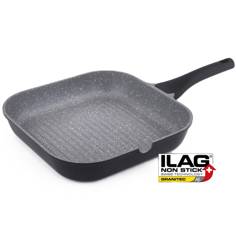 Patelnia grillowa GÖTZE & JENSEN GP28IG z powłoką ILAG Granitec, seria Competence, 28 cm