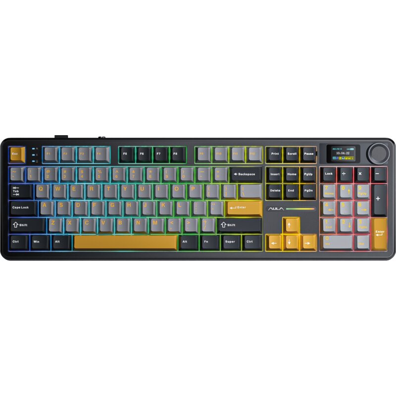 Klawiatura AULA F108 Pro Gray Yellow Deep Gray Reaper Switch RGB