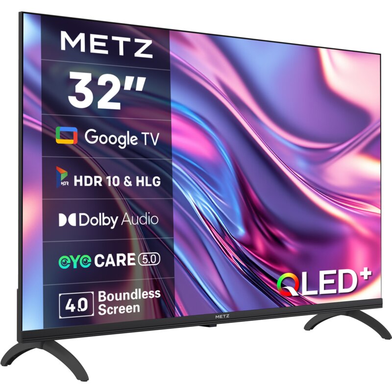 Metz 32MQF7030Z 32" QLED HD Google TV Flicker Free, Light Sensor